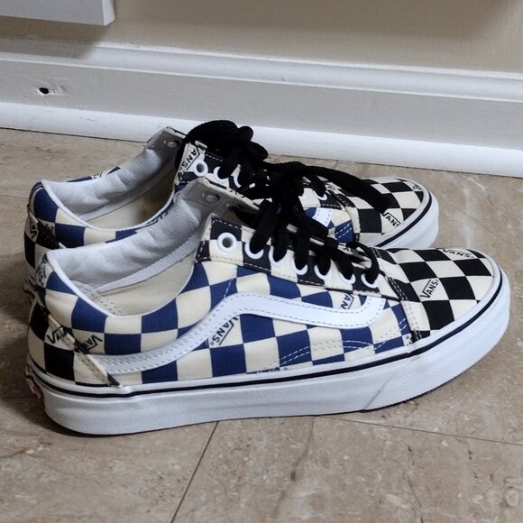 Vans Old Skool 'Big Checker Black/Navy - Picture 1 of 4